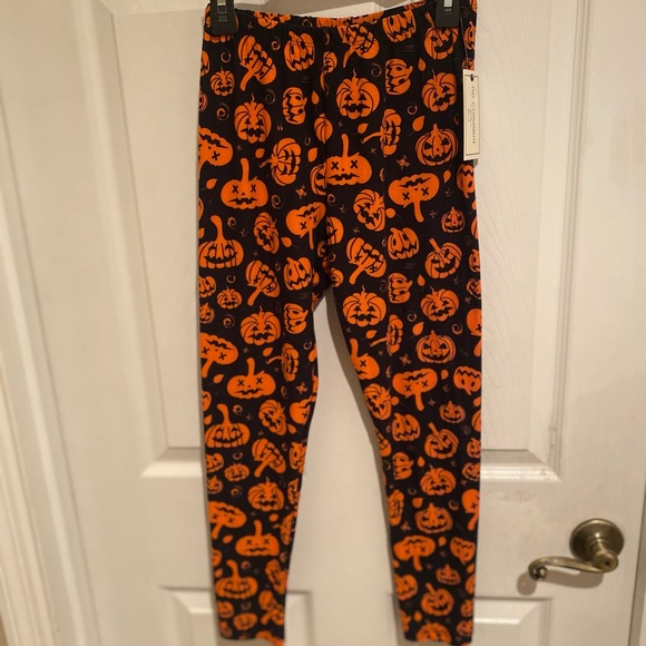 Girls Halloween Leggings, Jack-O-Lantern Leggings Size 14, Pumpkin Leggings - Picture 1 of 8